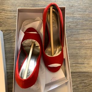 LOFT Suede peep toe pumps